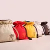 Lotus Kleine Stofftasche für die Aufbewahrung auf Reisen, Kordelzug, Leinen, Samt, Schmuck, Uhrentasche, handgefertigt, dick, Verpackungsbeutel, 2 Stück/Los