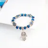 Fatima Hand Hamsa Bracelet Jewelry Women Man Gold Silver Color Fashion Blue Devil Evil Eye Plam Bell Beaded Anchor Charm Bracelets for Girls