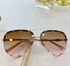 Rimless Pilot Sunglasses with Studs Gold Brown Shaded occhiali da sole Women Sunglasses Shades New with Box6592905