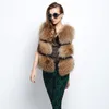 2019 Chaqueta mujer luxe femmes Gilet de fourrure décontracté conception courte manteau de fourrure raton laveur Gilet sans manches Gilet XL241