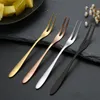 Fruit Fork Luksusowe Ze Stali Nierdzewnej Złoto Ciasto Deserowe Forks Lovely Mini Widelec używane do Ciasta w Party Snail Fork Restauracja Kuchnia Bar Narzędzia