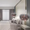 Moderne weiße rosa graue Feder-Kronleuchter-Pendelleuchte für Esszimmer, Hotel, Café, Restaurant, Schlafzimmer, nordische Kunst, handgefertigte Hängebeleuchtung