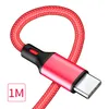 Flexibel USB -kabel Hög drag 2A Laddningsdata Nylon flätad typ C Micro USB -kabelkabel för Samsung Huawei Charger Sync Cables