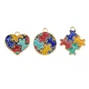 Dello smalto della lega di puzzle Jigsaw Pendente variopinto di figura rotonda di cuore Amici unisex regalo Autism Awareness Charms collana fai da te