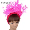 Pink Fancy Feather Headband Wedding Fascinators Accessories Women Wedding Occasion Church Cocktail Hair Band Fascinatos Headwe2774850