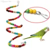 Grossist-1pc liten förhöjd station papegoja leksak studsande bur fågel hängande swing träning regnbåge spiral trä parakeet stege chew leksaker