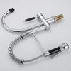 sprayer spring pull out kitchen mixer faucet, brass, chrome, two water outlet, hot and cold water sink tap