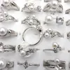 Mixed Design Clear Zircon Paved Rings For Girls Silver Color Mixed Size 50pcslot Whole8873439