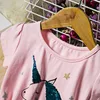 Mädchen Einhorn Pailletten Kleid Kinder Shirt Rock TUTU Regenbogen Kleider Baby Geburtstagsgeschenk Cartoon Outfits Farbwechsel