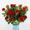 가짜 로맨틱 로즈 (4 헤드 / 조각) 25.59 "시뮬레이션 장미 웨딩 홈 장식 인공 꽃