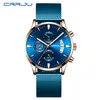 Mens Watch Crrju Top Brand Luxury Стильные модные наручные часы для мужчин Полный стальный водонепроницаемый дата Quartz Watches Relogio Masculino305W