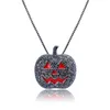 New Fashion Jack O Lantern Pendant Necklace 18K Gold Plated Halloween Twist Chain Iced Out CZ Cubic Zirconia Hip Hop Cosplay Party Jewelry Gifts for Men Women