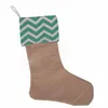 Canvas Christmas Socks Presentväska Stripe Christmas Socks Long Tube Burlap Socks Candy Bag Juldekorationer 7Colors XD22349