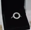 925 Sterling Silver Hearts Halo Ring Set Original Box för Pandora korn Kvinnor Män Bröllop CZ Diamond 18K guldring