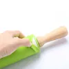 30cm Non-Stick Houten Handvat Siliconen Rolling Pin Gebak Deeg Meel Roller Keuken Bakken Kneading Tool Gratis Verzending