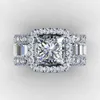 Luksusowa Moda Proste 925 Standard Srebrny Biały pierścionek Diamentowy Pierścionek Ślubny Rozmiar 6-10