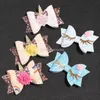 horse Flower Barrettes Bow Hair Clip cartoon Hair Bow With BB Clip kids Hair Accessories Boutique baby Sequin Glitter headwear C6553