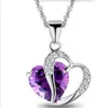 Damesmode Hart Crystal Rhinestone Zilveren Ketting Hanger Ketting Sieraden Accessoires Partij Gunst 10 Kleuren RRA2822