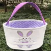 Venta al por mayor Lona Canasta de Pascua Conejito Cubo de Pascua Conejito en blanco Bolsas de mano Regalo para niños Feliz Pascua Conejo Decoración SSA224