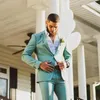 Nya Mint Green Mens Passar One Button Groomsmen Bröllop Tuxedos Notched Lapel Groom Suit med jacka och byxa Billiga Prom Blazers 800