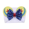 Baby Sequins Bow Mouse Ears Headband Elastic Mermaid Turban Cartoon Wide Headwrap Girls Halloween Hairbands kids Hair Accessories