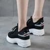 - 통기성 여성 신발 운동화 하이힐 8cm 레이디 캐주얼 흰색 신발 레저 플랫폼 높이 증가 신발 220b