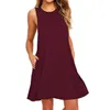 Sommar Casual Kvinnor Fickor BomullT-tröja Ärmlös Ny Lös Solid Tank Klänning O-Neck Plus Size Women Mini Dress Vestidos