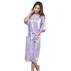 9Colors Kadınlar İpek Katı Robe Gelin Düğün Gelinlik gelin elbisesi kimono Uzun Pijama Yaz Gecesi Lady pijamalar LJJA2508-16