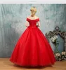 2019 Red Ball Gown Princess Gothic Wedding Dresses Off the Shoulder Lace-Up Back Floor Length Country Western Non White Bridal Gowns Red