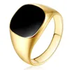 Men Vintage Ring Gold Silver Plated Black Enamel Rings Punk Classic Black Drip Imitation Black Stones Male Enamel Ring4315563