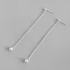 New Authentic 925 Sterling Silver Long Chain Dangle Earrings Simple Beads Tassel Pure Silver Earring Female Student Gifts