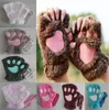 Kobiety puszyste pluszowe rękawiczki moda dziewczyna zima rękawiczki łapy rękawiczki scena wykonaj shop cute cat claw Glove Da064