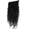 Hair Clip Mänskligt hår 8 stycken / Set Brasilian Remy Kinky Curly Clip In Human Hair Extensions Naturfärg 8 stycken / Set Full Head Sets 10 "-26"