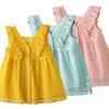 Kızlar Elbise 2020 Yeni Yaz Marka Kız Giysileri Dantel Ve Top Tasarım Bebek Kız Elbise Parti Elbise 3-7 Yıl