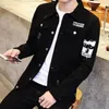 Męskie Wiosna Harajuku Ripped Demin Kurtki Mężczyzna Black Streetwear Casual Slim Denim Coat Men Windbreaker Bomber Jacket Cothes