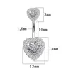 Wholesale 50pcs/lot Double Heart Shaped Belly Button Rings Titanium Steel CZ Navel Barbells For Salon and Piercing Supplies