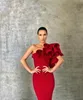 Elie Saab 2020 Şık Kırmızı Mermaid Abiye Çiçek Ruffles Örgün Parti Abiye Giyim Pist Moda Balo Giyim