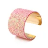 Whole fashion ins luxury designer geometric glittering sequins adjustable open cuff bangle bracelet for woman7298044