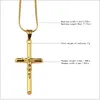 Mens Charm Cross Pendant Chokers Necklaces Fashion Hip Hop Jewelry 18K Gold Plated 45cm Long Chain Punk Trendy Necklace Men Gift