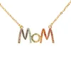 Mamma halsband rostfritt stål färgglada rhinestone brev mamma hängsmycke halsband mode guld halsband högkvalitativ smycken mamma daggåva