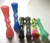 Mini Colorful Silicone Glass Smoking Pipe One Hitter Pipes Filter Cigarette Holder Dugout Tobacco Smoke Accessories
