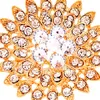Gold Plated Clear Rhinestone Crystal Sun Flower Sparkly Diamante Brooch