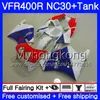 Kit für HONDA RVF400R V4 VFR400R 1989 1990 1991 1992 1993 269HM.50 VFR400 RVF VFR 400 R NC30 VFR 400R 89 90 91 92 93 blau rot heiß Verkleidung