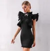 Summer Women Celebrity Party Dress Vestidos Verano 2018 Sexy Sleeveless Ruffles Tassel Black White Mini Bodycon Club Dress