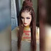 #30 brown Box Braids Wig with baby hair full braid wig lace front For Women Africa women style braiding synthetic hair wig