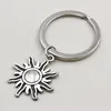 20 pcs/lot porte-clés porte-clés bijoux argent plaqué soleil pendentif à breloques accessoires clés