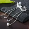 Gros-Top qualité argent gland boucle d'oreille pour Lady marque Designer longue perle boucles d'oreilles bijoux de mariage de luxe