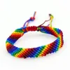 Womens Handmade Rainbow Color Gift Rope Link Bracelets Jewelry New Fancy 18CM Adjustable Woven Bracelet 2pcs