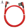 500pcs / parti 1m kabel 90 grader L-formad tyg flätad tygduk USB-datakabeltyp-C Android-kabel för Xiaomi Samsung