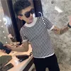 Herrtr￶jor Herrarna O-hals Kort ￤rm Base Casual Streetwear Social Striped Stickovers Slim Fit Male Clothes Men1